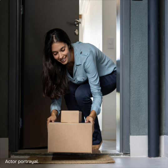 Woman gets a package.